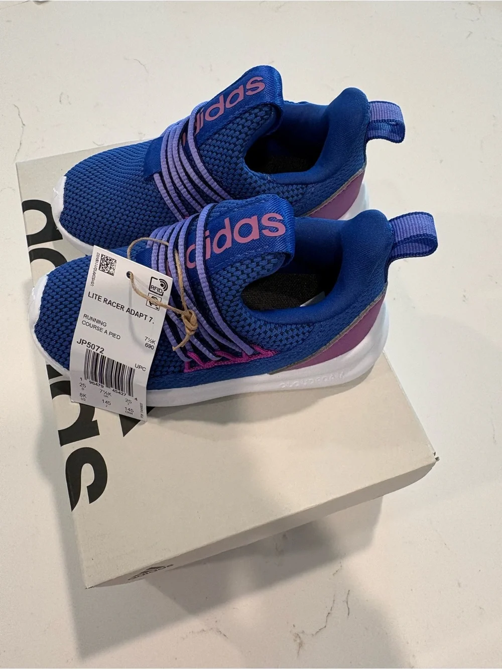 adidas Kids Blue Mesh Sneakers with Purple Accents